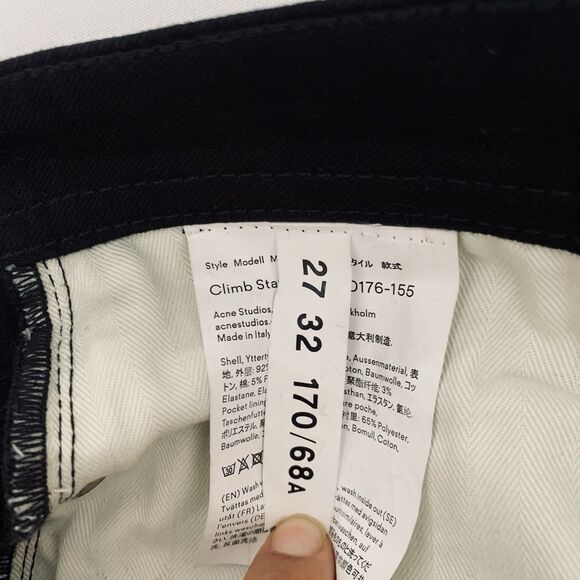 Acne Studios Jeans Bla Konst Women 27 Climb Stay Black Mid Rise Skinny Designer - Picture 8 of 14